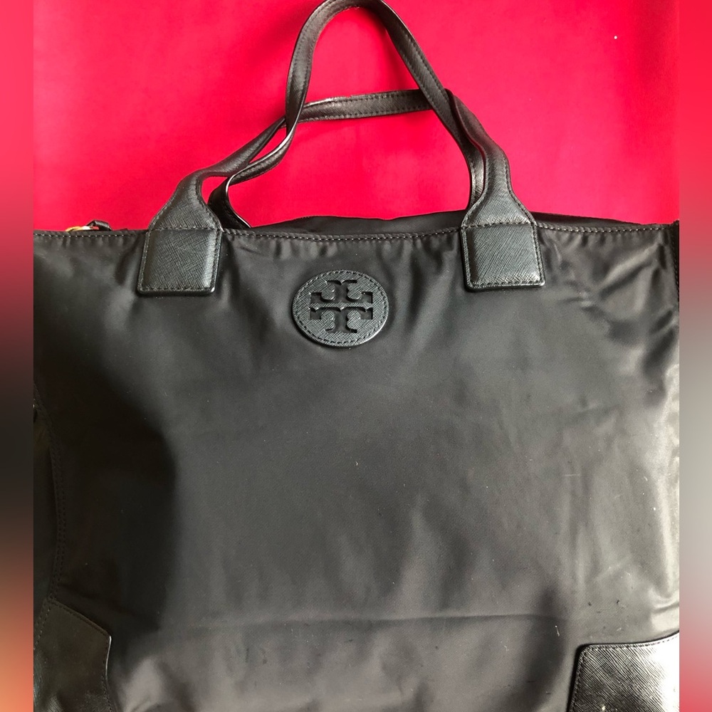Tory Burch Black Nylon Tote with Logo Patch - Picture 3 of 14